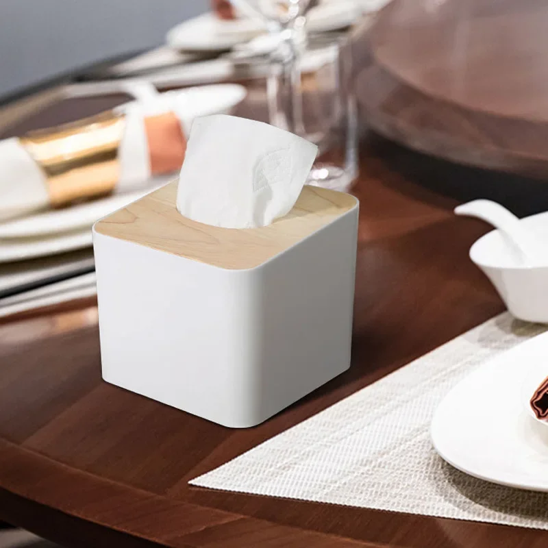 Tissue Box Case Rubber PP Brown Plush Holder
