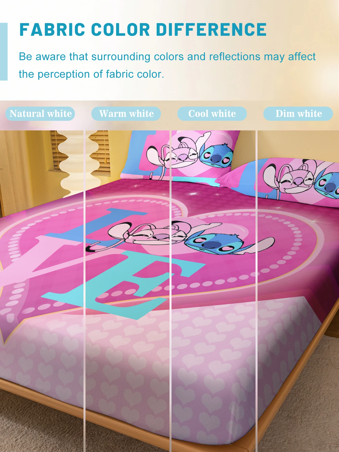 1 cartoon cute Stitch pattern digital printed frosted Fitted Sheet,bedroom printed bed cover,bedding(No pillowcase) 4