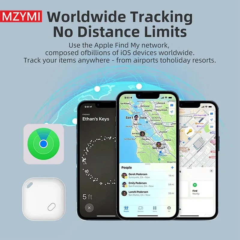 Фото Мини Bluetooth GPS-Трекер MZYMI F2 для детей, домашних животных, поиск ключей, смарт-метка, устройство поиска, сигнал тревоги, работа с Apple Find My №2