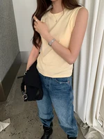Spring women's casual solid color round neck slim fit vest - Image 4