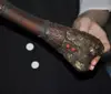 14"Rare Collect old Tibetan Tibetan silver Silk exorcism Flute Bone flute faqi 6