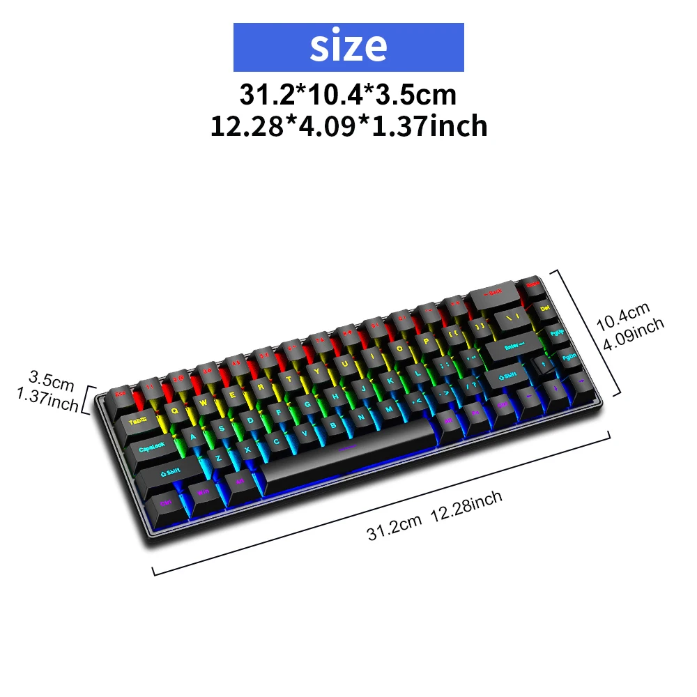K68 Wired Mechanical Keyboard 10Kinds of Colorful Lighting Gaming and Office For Microsoft Windows and Apple IOS System 4