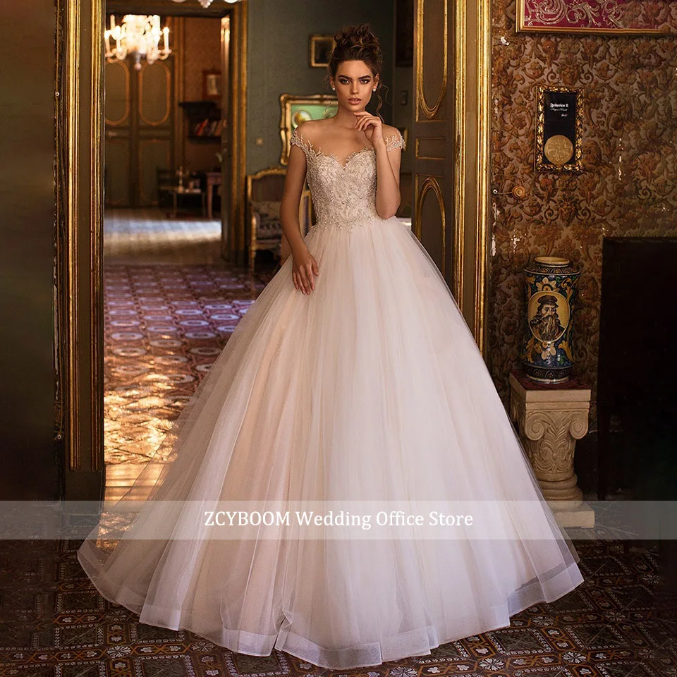 Wunderschöne Brautkleider mit U-Ausschnitt aus Tüll in A-Linie 2026, Flügelärmel, rückenfrei, Glitzerperlen, Prinzessinnen-Brautkleider, Vestido De Novia – Detail 3