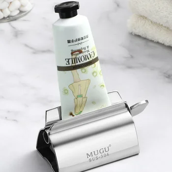1pc Home Dentifricio Spremiagrumi Dispenser di dentifricio in acciaio inossidabile Semplice e pratico Contrasta una fine per rifiuti Accessori per il bagno 1