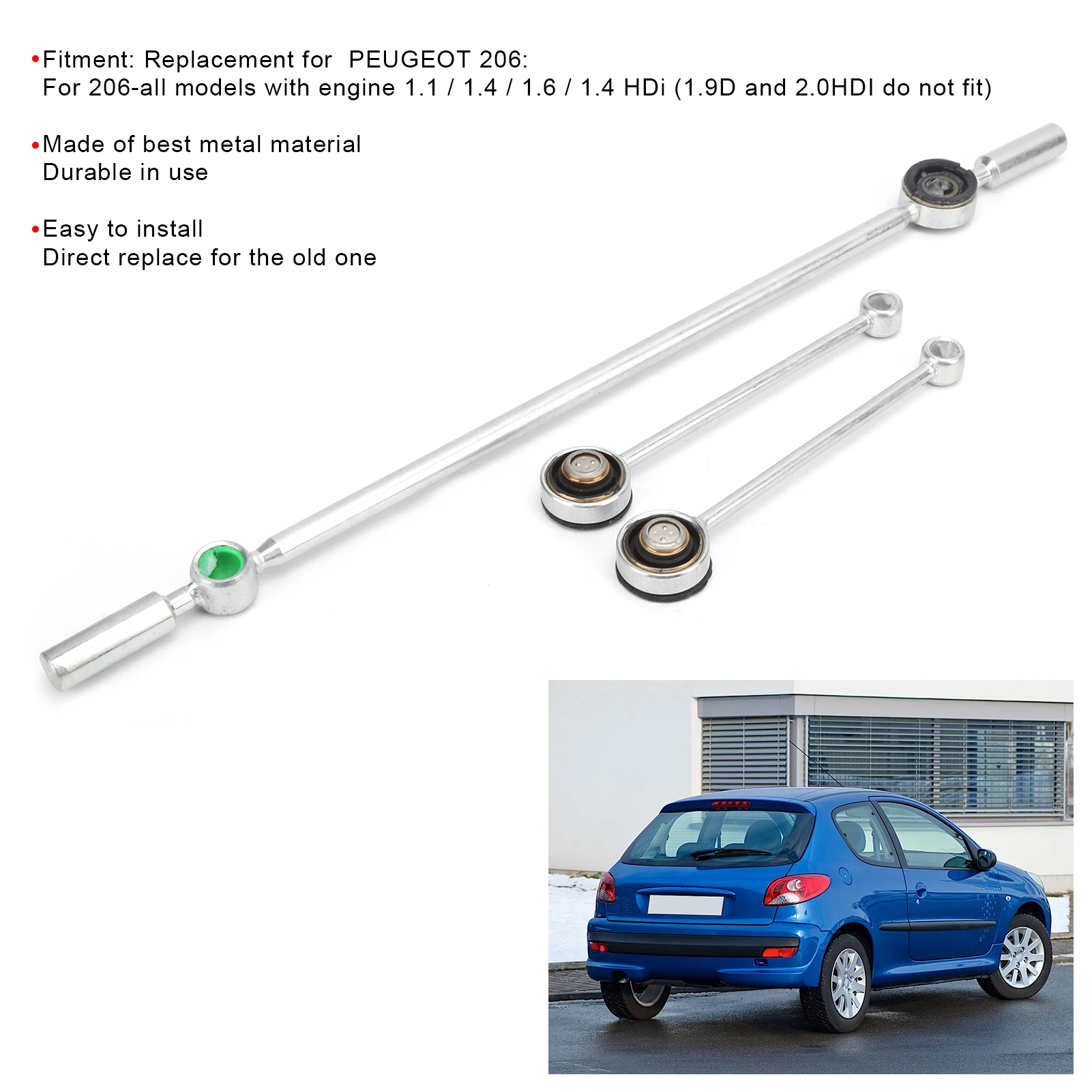 Linkage Replacement for 206 with Engine 1.1 / 1.4 / 1.6 1.4 HDi Gear Linkage Rod Gear
