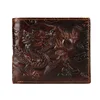 Fashion Men Wallet Genuine Leather 3D Dragon Design Short Wallets Retro Male Purse Business Card Holder Money Bag 1