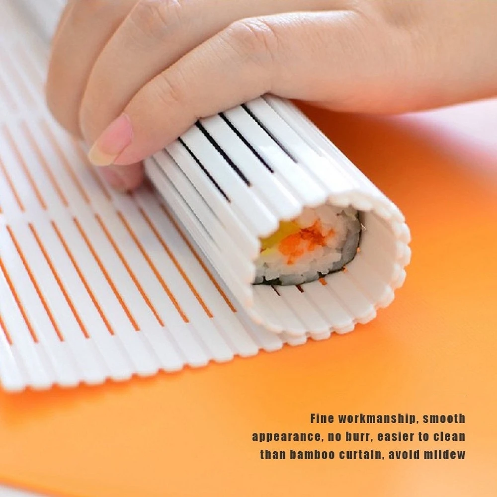 YLSHRF Sushi Roller, Washable Sushi Maker,Sushi Roller Maker Silicone Cake  Rolling Mat Picnic Lunch Nonstick Surface Washable Reusable 