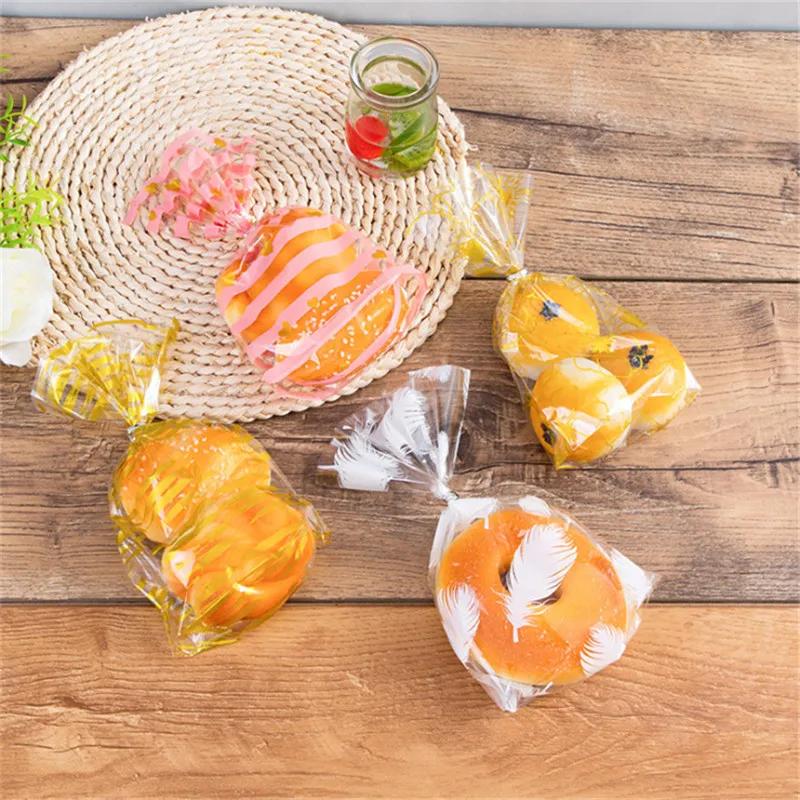 

100Pcs OPP Transparent Flat Mouth Food Snack Baking Packaging Plastic Party Gift Candy Bread Cake Bags
