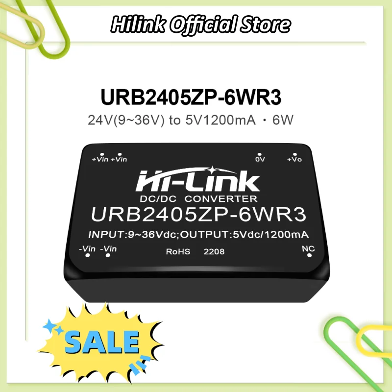 5pcs 하이링크 URB2412ZP-6WR3 6W DC-DC 모듈 18-36V  5V 12V 15V 단일 출력 고효율 금속 쉘 스마트 홈