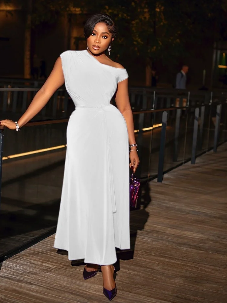 Wmstar Dress Women Wholesale New Solid Color Off The Shoulder Cinched Waist Black Dress for Woman Summer Luxury Dresses 2025