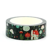 NEW 1PC 10M Red Houses and Trees Mushroom Snowflake Washi Tapes for Scrapbooking Planner Masking Tape Cute Stationery 1