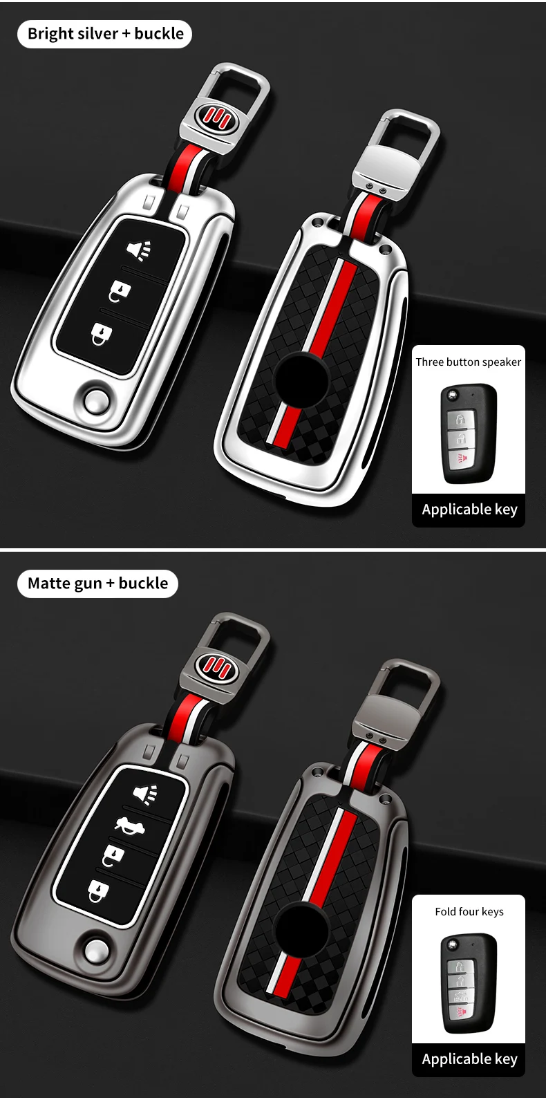 Custodia per chiave a distanza per auto in metallo Shell per Nissan Qashqai X-Trail Juke J11 Murano Tiida Altima Maxima Livina Nismo Sylphy Murano - Sf65561983a194857b43fed1d7b224747n