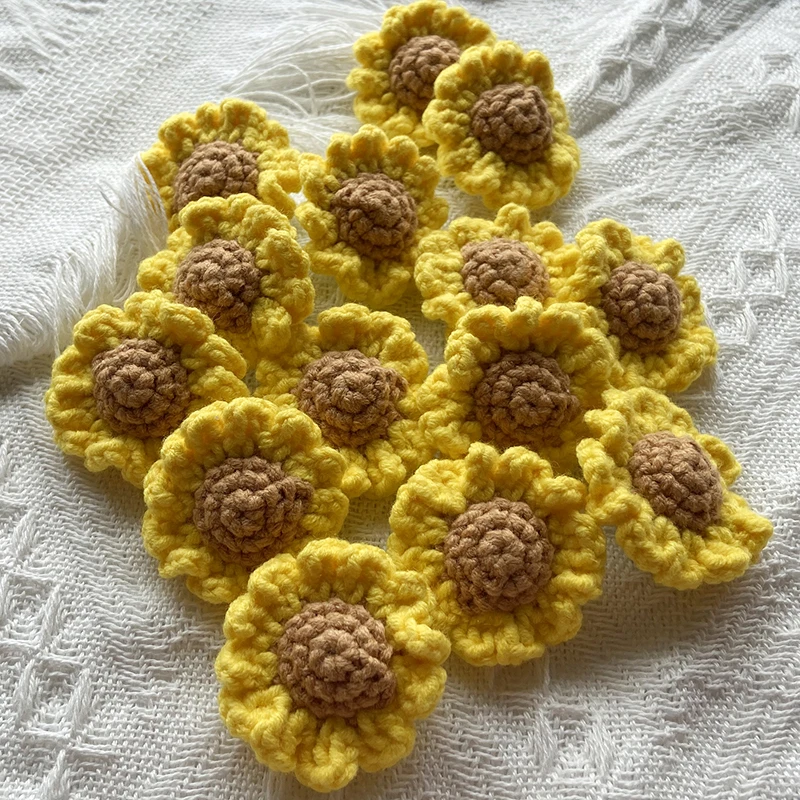 Daisy Flower Head 4.5CM/1.77" DIY Handmade Yarn Crochet Make Bouquets Pendants Sewing Accessories