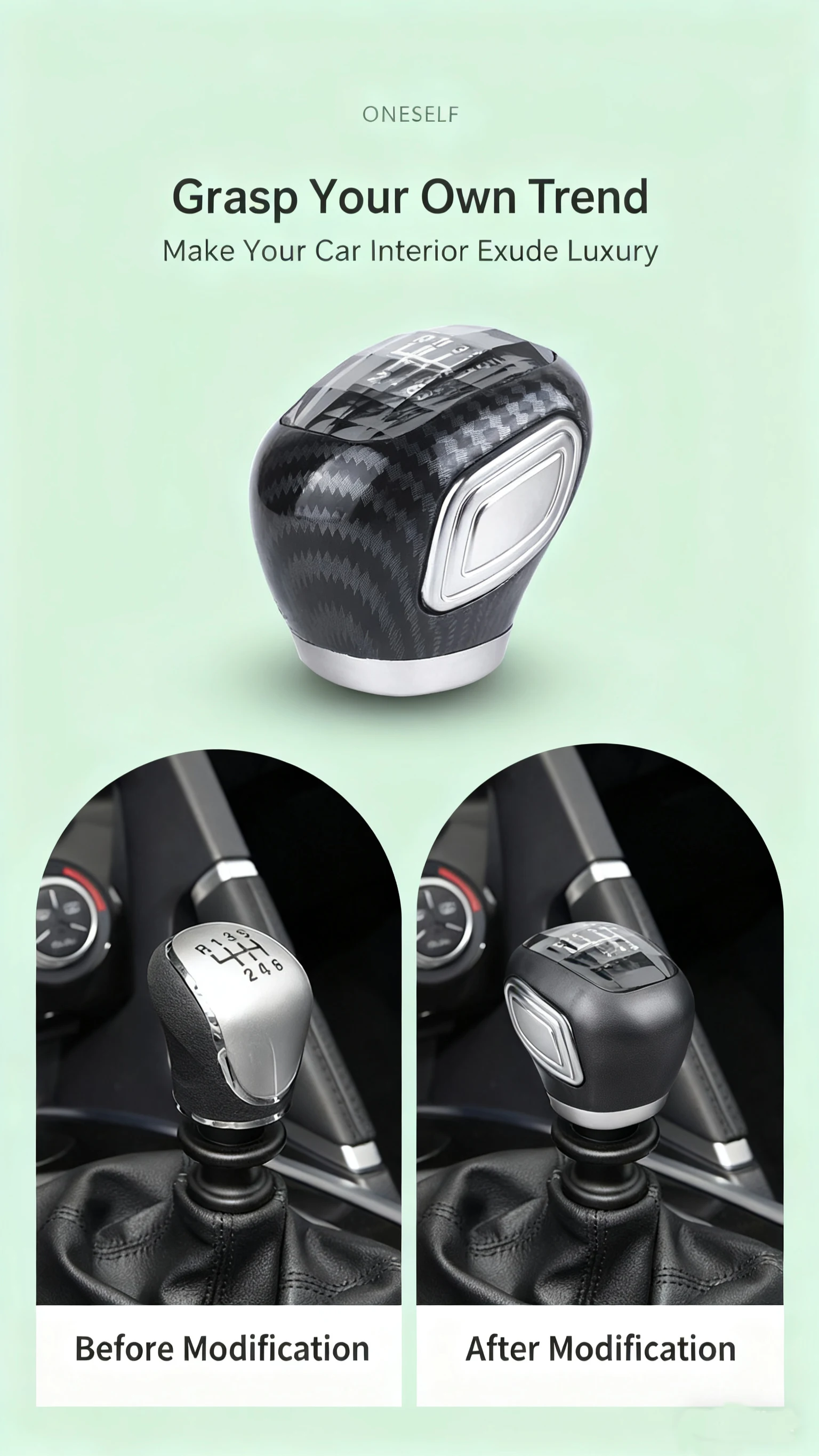 LED Crystal Shift Knob For Manual Transmission, With Reverse Gear Uplift, R135-