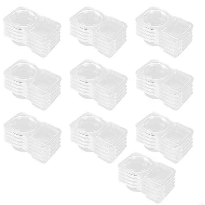 Double Compartment Condiment Container Snacks Storage Organizers for Travel Transparent Sauces Dressings Holders 6XDE