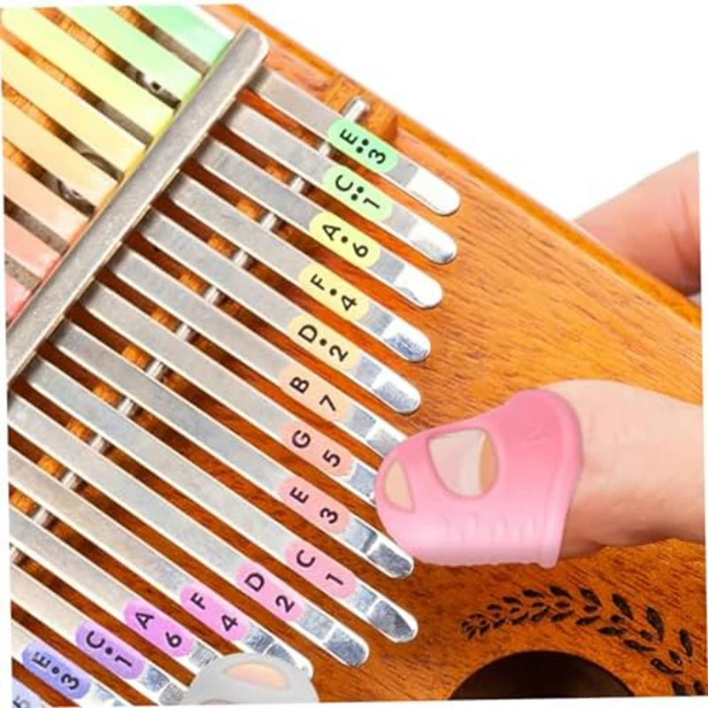 

16 Piece Fingers Protectors,Kalimba Autoharp Silicone Finger Sleeve Guitar Fingertip Protector Silica Gel Finger Pain Relief