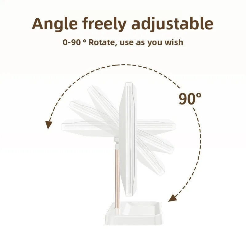 접이식3 4K HD 원형 LED 조명 화장 거울 프랑스식 화장대 거울 데스크탑 대형 욕실 조명 거울 가정용