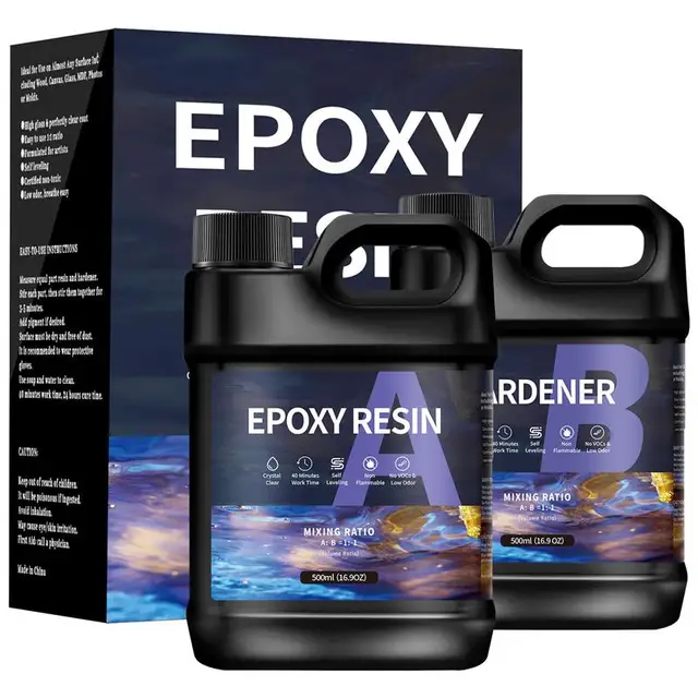 500/1000ml 1:1 AB Resina Colla Epossidica Ad Alto Adesivo Indurente Colla di Cristallo Creazione di Gioielli Trasparente Misto Trasparente Mestiere Della Resina FAI DA TE 1
