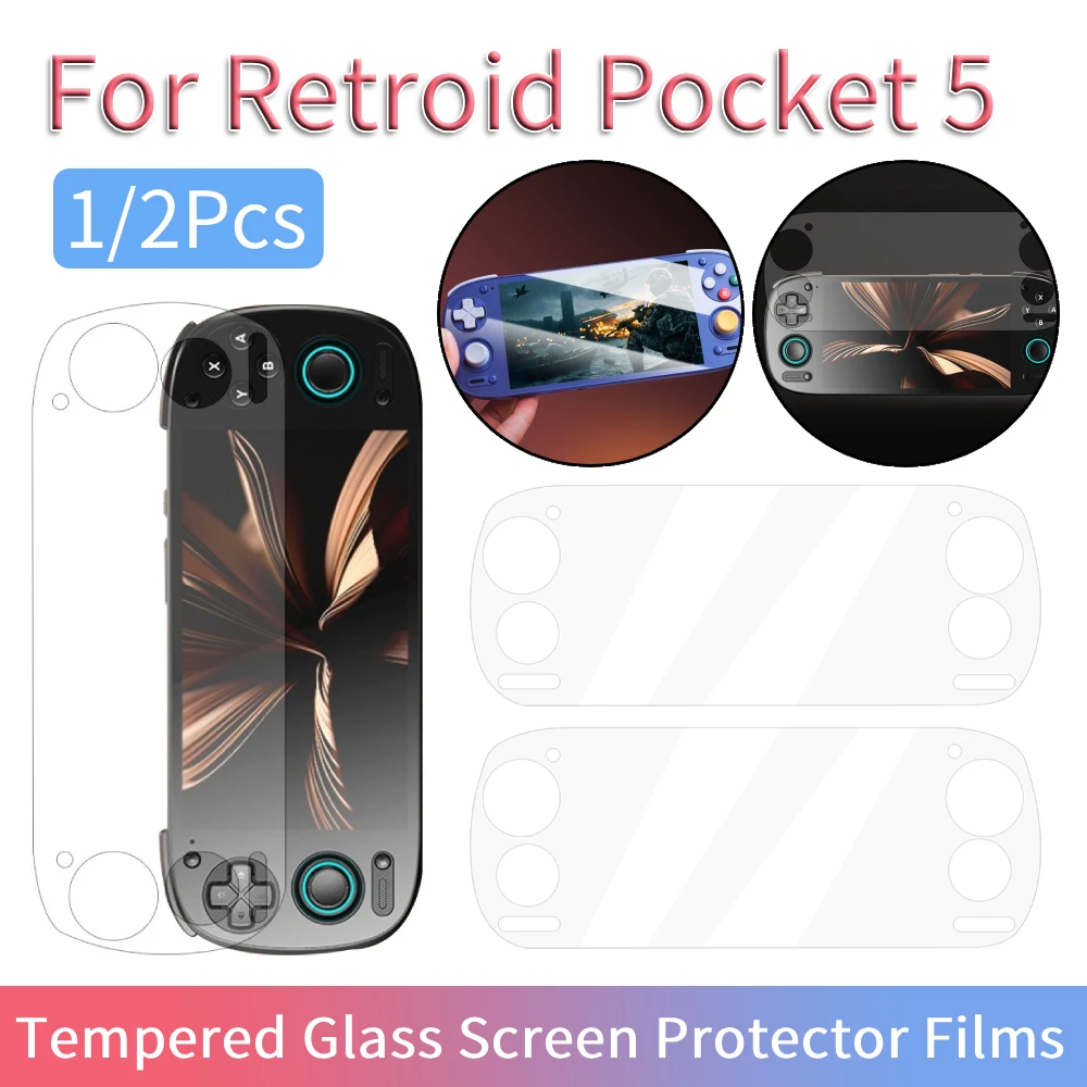 Retroid Pocket 5 강화 유리 스크린 프로텍터 용 1/2Pcs 울트라 클리어 9H 게임 콘솔 스크린 보호 필름 게임 액세서리