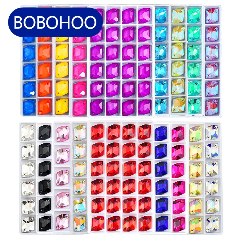 Bobohoo Sew On Rhinestones Cosmic Flatback Crystal Glass Strass Moonlight Sewing Rhinestones For Wedding Decoration