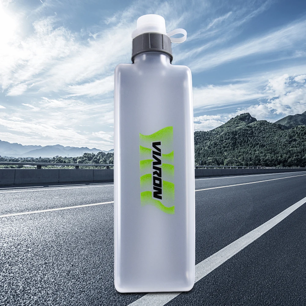 350ml 피트니스 물병 플랫 케틀 휴대용 사이클링 워터컵 먼지 커버 포함 마라톤 야외용 음료 용기