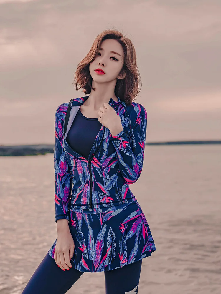 4pcs/set Rash Guards Shirt+Leggings+Bra+Skirt Full Body UV Protection Diving Snorkeling Surfing Spearfishing Sport Skin Tankini