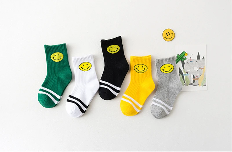 Children Short Socks 5 Pairs / Lot Kids 1-10 Years Smile Face Summer Spring Autumn Cotton Girl Boy Cute Socks Child Clothing 4 Sf6562c4f4eca49f1bfae5c75f11d1c6av