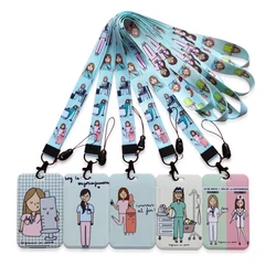Doctor Nurse Ladies Lanyard Name Badge Holder Fashion Sliding Work Name Tag Case for Employee Nurse Doctor