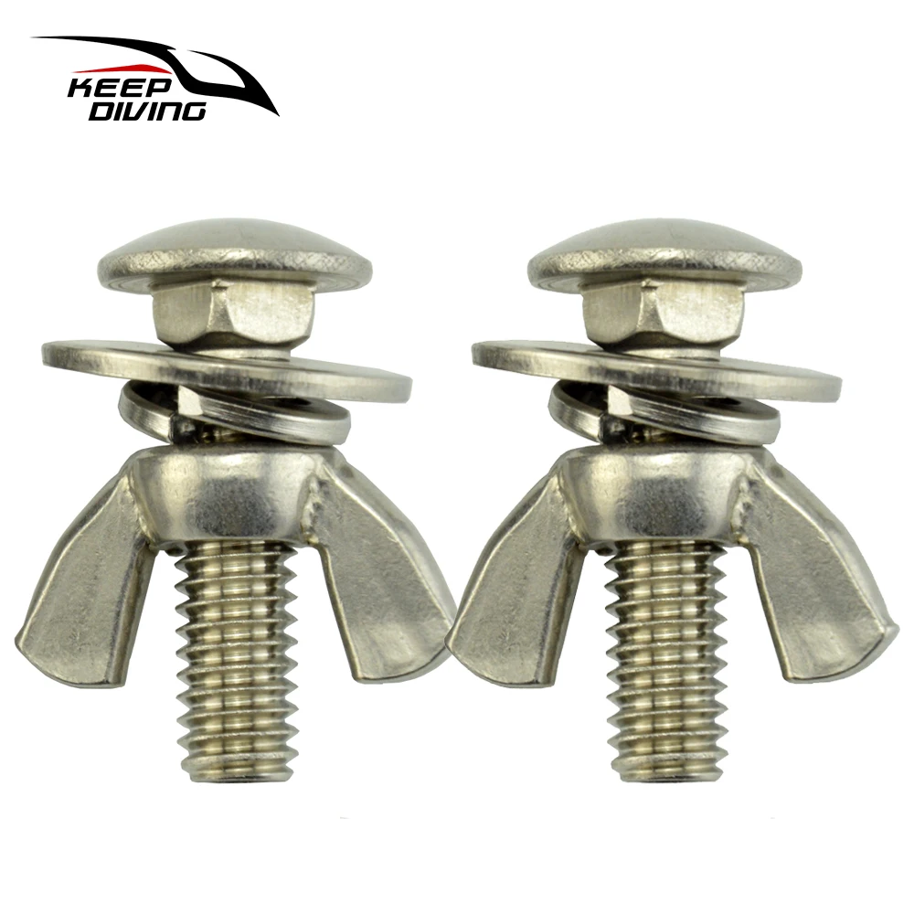 KEEP DIVING 2PCS 316 Stainless Steel Butterfly Screw Bolts and Wing Nuts for Backplate Scuba Diving BCD Accessories SSA-LSM830 2