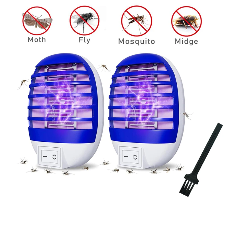 เสียบ Bug Zapper เครื่องดักแมลงบินในร่ม, เครื่องดักยุงอิเล็กทรอนิกส์พร้อมไฟ LED สําหรับห้องนอน, ห้องครัว, สํานักงาน 1