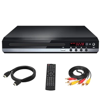 리모컨 가정용 휴대용 VCD 마이크 입력 가라오케 미국 플러그, TV CD USB DVD 플레이어, 멀티 포맷 쉬운 설치