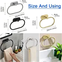 Stainless Steel Towel Holder Self-adhesive Bathroom Towels Rack Black Washhand Hanger Ring Rail Bar Kitchen Storage Accessories 6