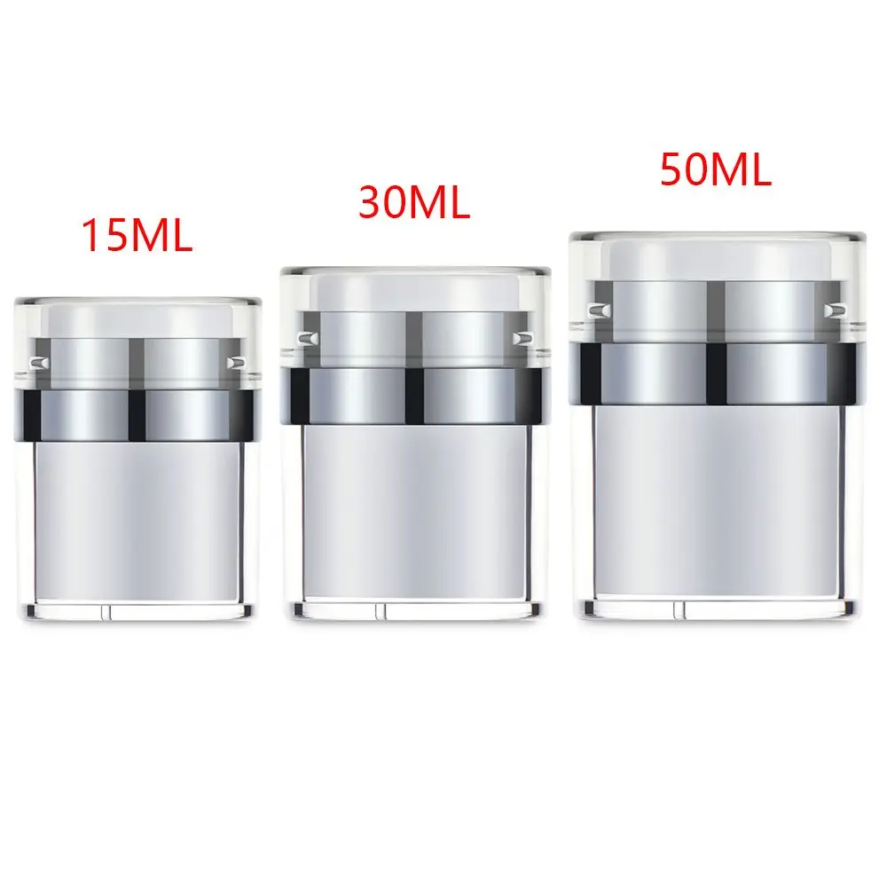 Size Makeup Tool Empty Sample Vials Airless Refillable Travel Cream Vacuum Bottle Acrylic Cans Press Cream Jar Lotion Container