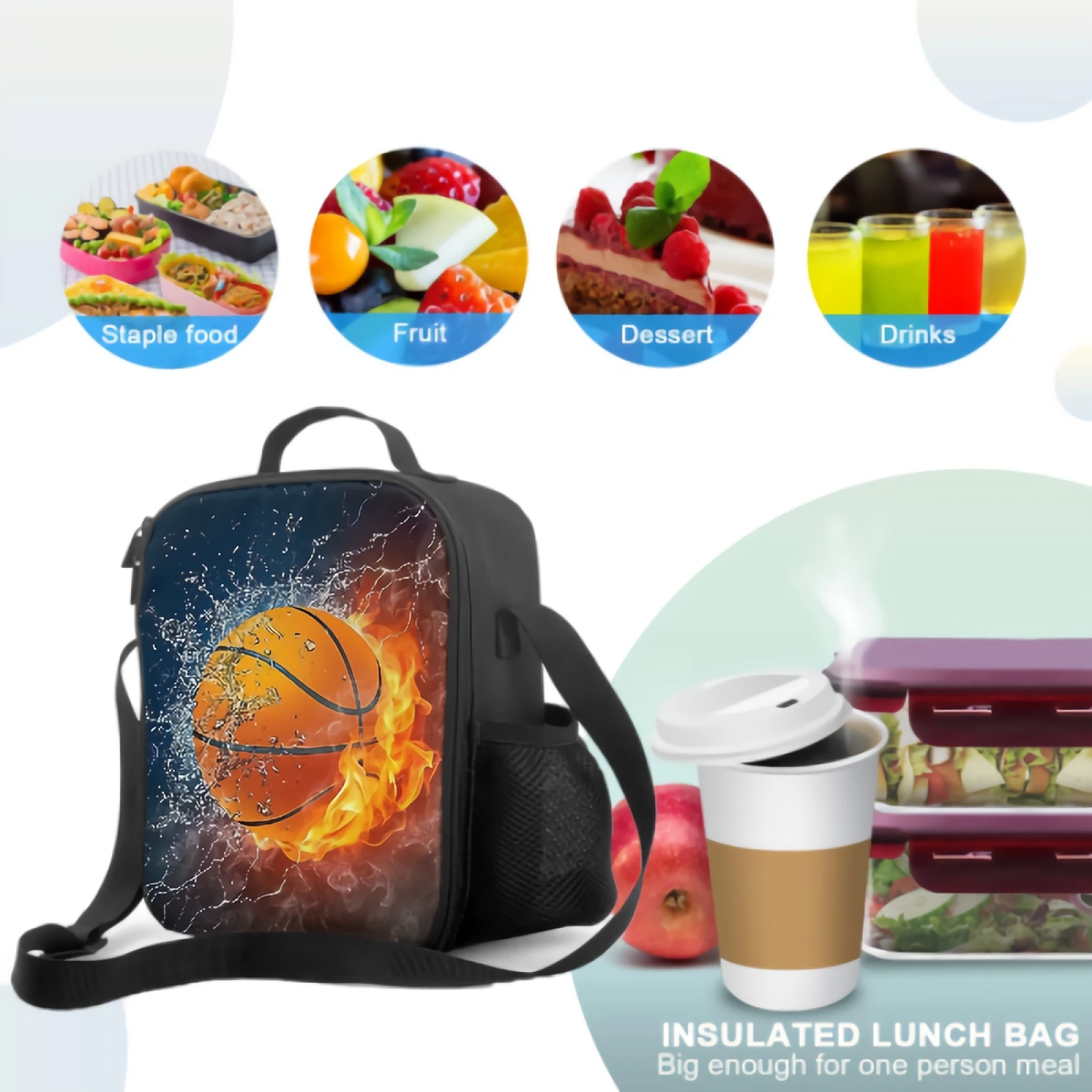 Kids Boys School Lunchbox Insulated 3D Lunch Bag Drink Water Bottle Set  Cool Bag 
