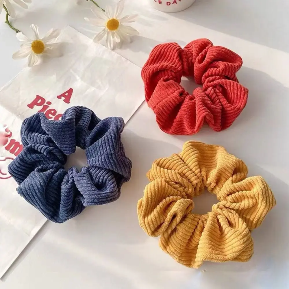 

Corduroy Stripe Hair Scrunchie Cute Elastic Solid Color Hair Accessories Hair Bands Women Girls