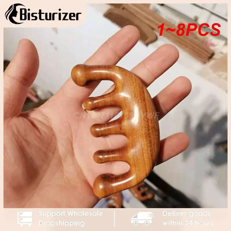 

1~8PCS Natural Wooden Therapy Massage Comb Head Face Scalp Gua Sha Massager Facial Wide Tooth Guasha Scraping Body Massage