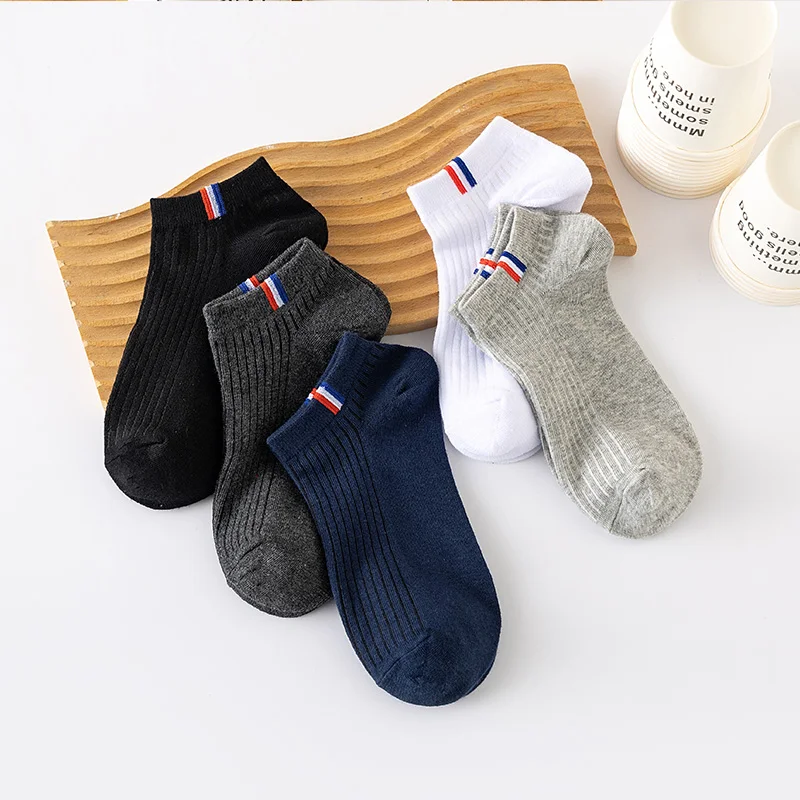 5/10/20 Pairs Of Plain Color Boat Socks Thin Summer Blending Mens Casual Socks Breathable Sweat Absorbing Calibration