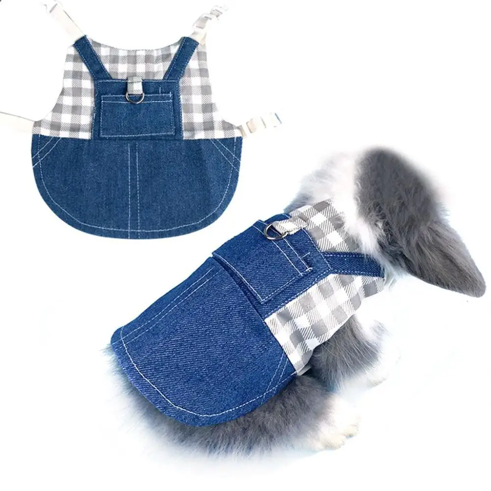 

3 Sizes Optional with Harness Leash Fashion Lightweight Denim Pet Supplies Rabbit Clothes Rabbit Jacket Rabbit Coat