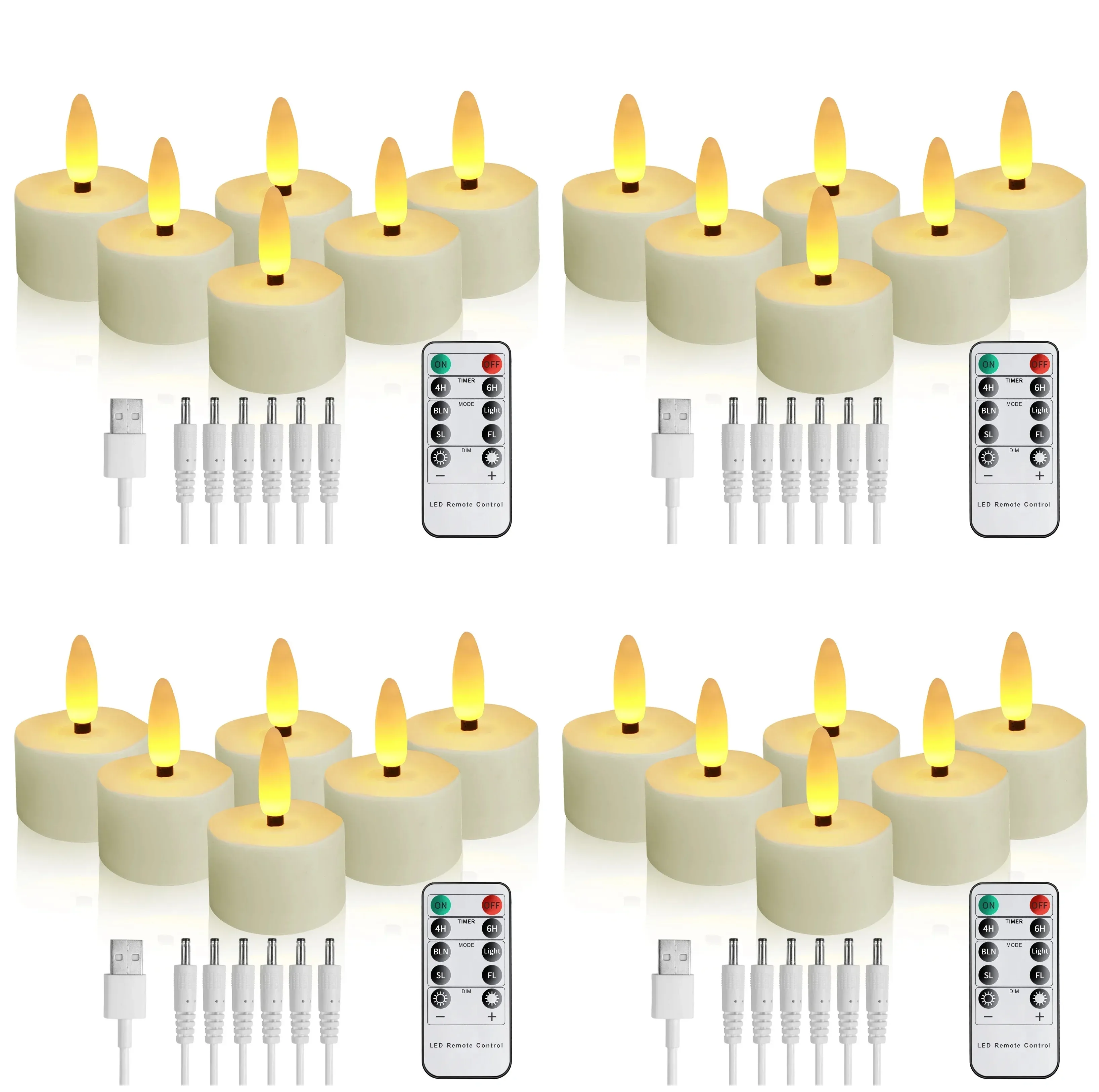 Rechargeable LED Flameless Flickering Tea Light Candles with Remote Timer