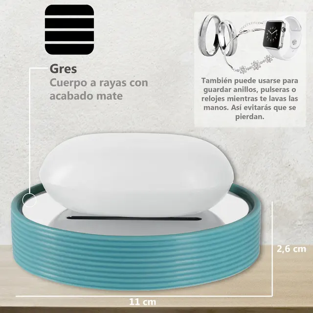 Spirella Collection Cső Bordázott Szappanos Tálca 11,0X11,0X2,6 Cm Kőárcskék - Image 2