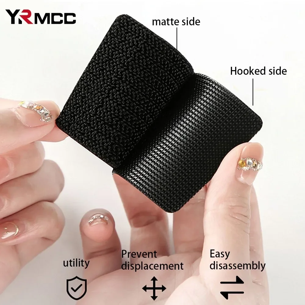 Car Storage Organizer Box Carpet Tape Sticker Folding PU Leather Large Capacity Cars Stowing Tidying Fixed Self Adhesive Sticker