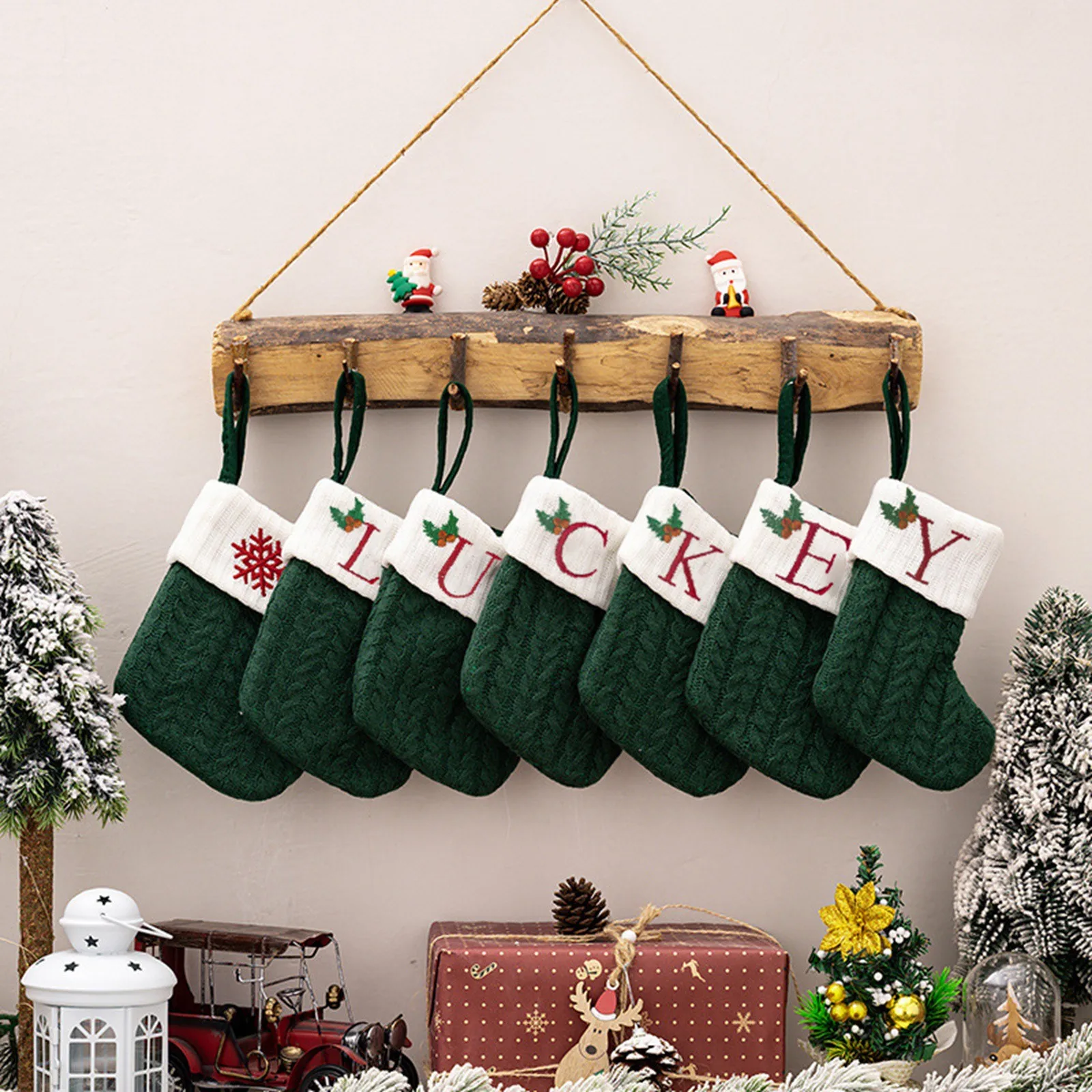 2024 Christmas Socks Candy Boots With Small Bells Holiday Gift Bags Christmas Trees Santa Claus Boots For Fireplace