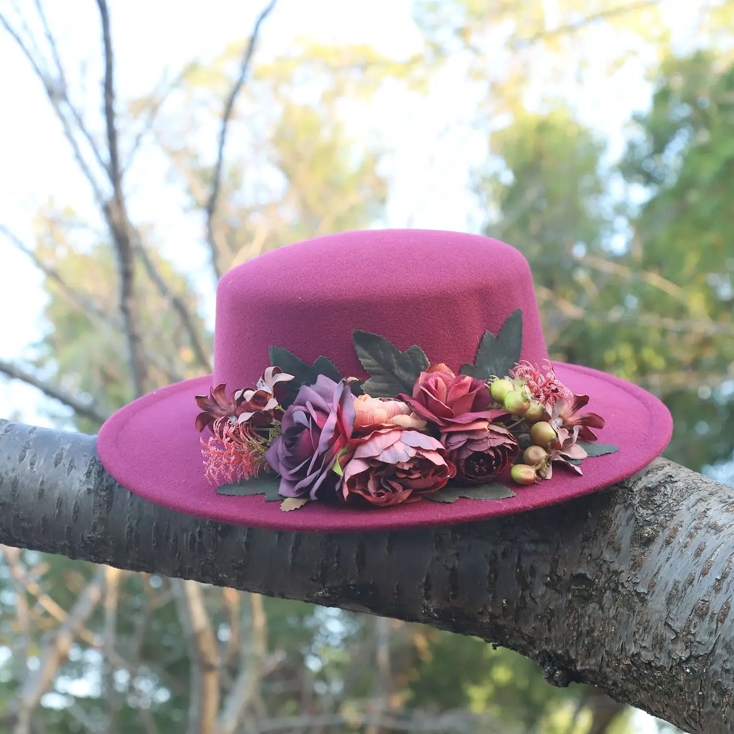 Flower Fedora Summer Hat Fedora Hats Women's Fashion Autumn Winter Warm  Flat Top Basin, image size:1500x1500