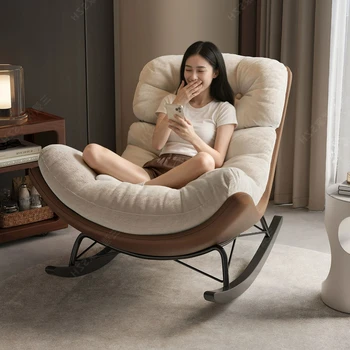Poltrona a dondolo singola per soggiorno, design unico, stile francese, per camera da letto e salotto, mobili per la casa