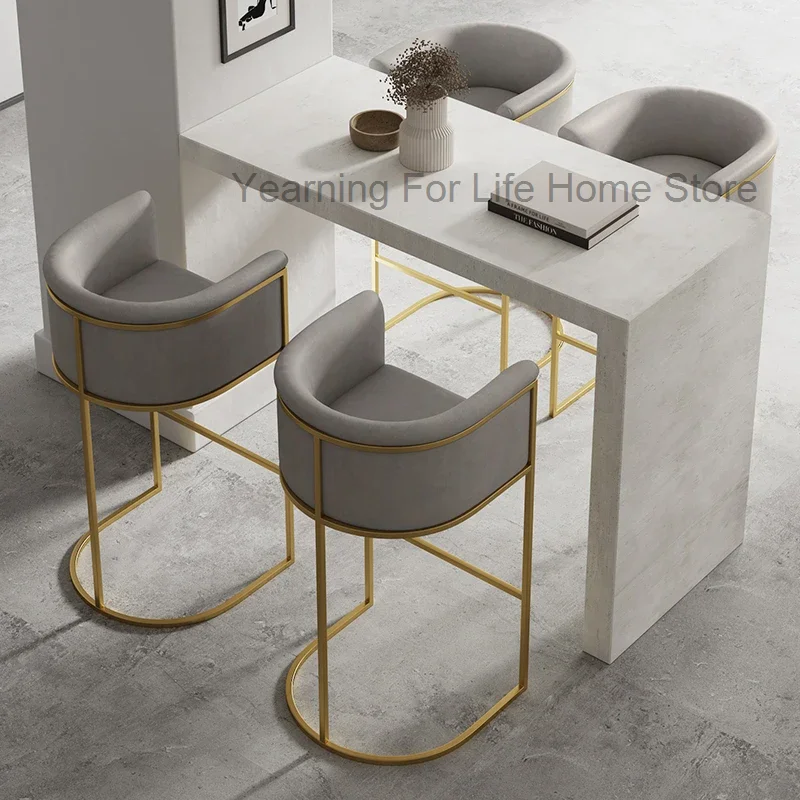 Nordic Design Pink Ergonomic Bar Chairs Accent Desk Luxury Bar Chairs High Counter Stool Cadeira Alta Salon Furniture YX50BC