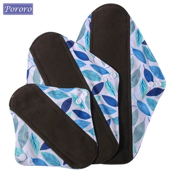 3 Sizes Reusable Bamboo Charcoal Sanitary Pads Washable Menstrual Pads Recycable Female Hygiene Daily Towels Personal Health 1