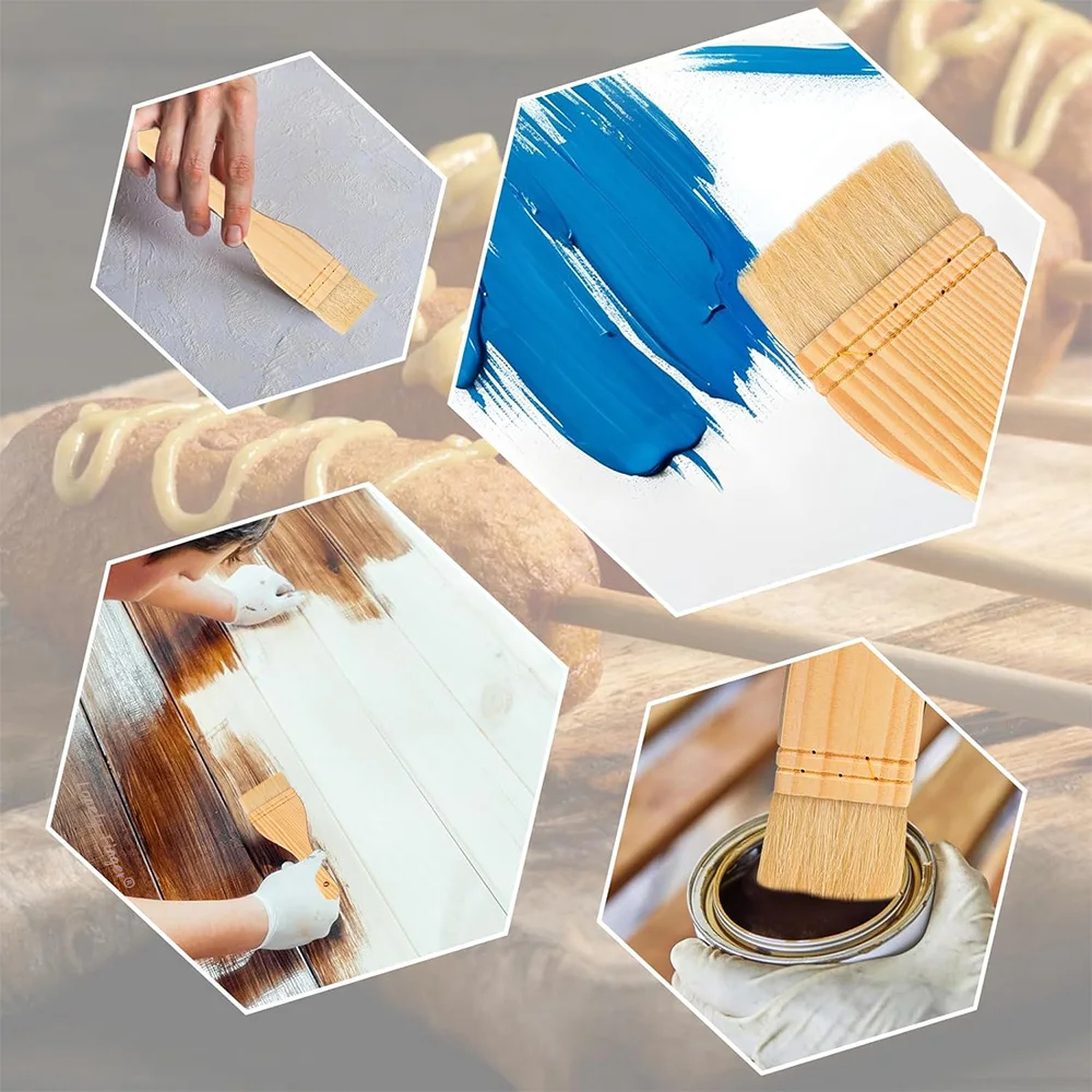 3pcs Flat Hake Brushes Hake Paint Brush Artist Painting Set Sheep Hair Bristles Wash for Watercolor Ceramic Pottery Painting 5