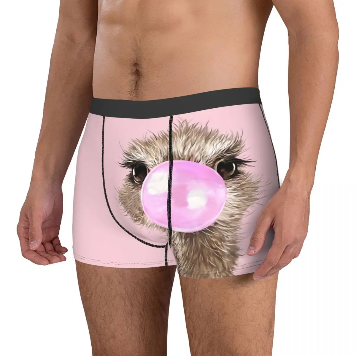 Sneaky Ostrich Bubble Gum Man's Boxer Briefs Underwear Animal Highly Breathable High Quality Sexy Shorts Gift Idea 3