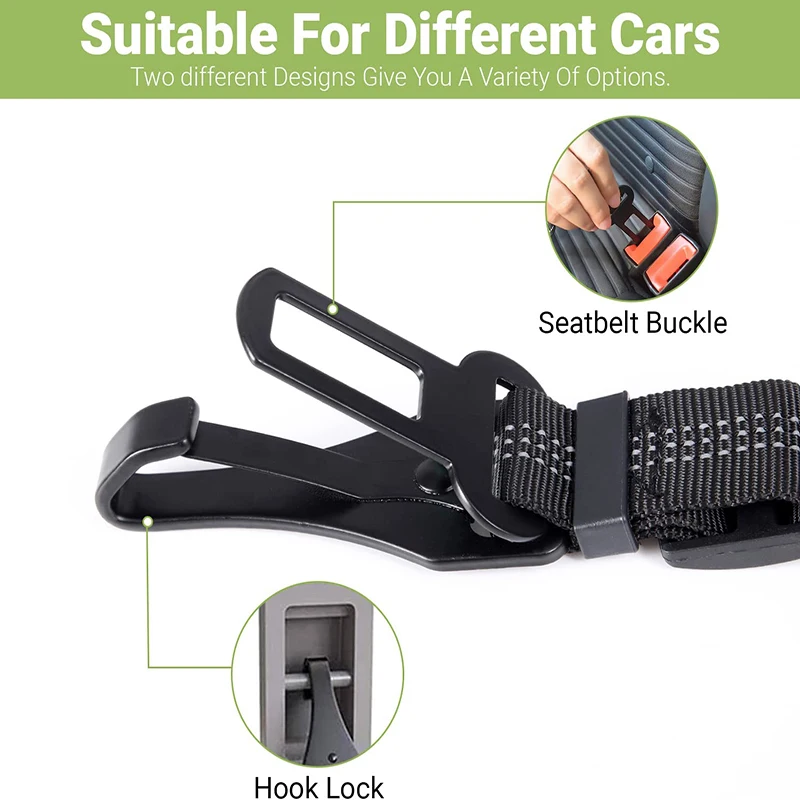 Dog Seat Belt Pet Seat Belt Bungee 2 In 1 Latch Bar Attachment Elastic Reflective Vehicle Travel