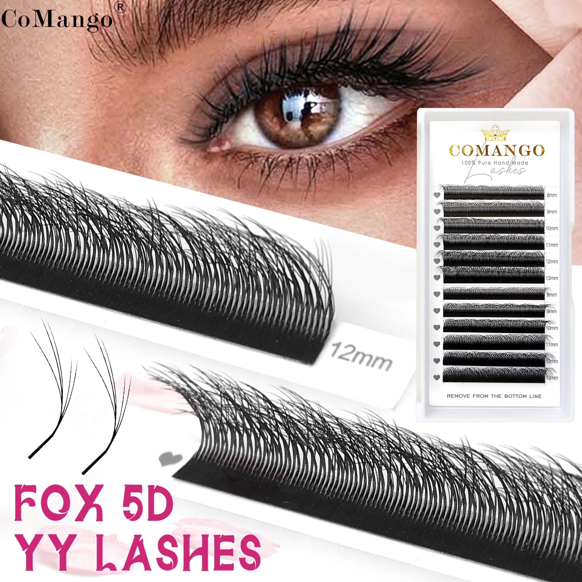 Fuchs 5D YY geformte Wimpern Verlängerung 8-13Mix neue Stil matt schwarz natürliche Fuchs Wimpern hohe Qualität Make-up Wimpern
